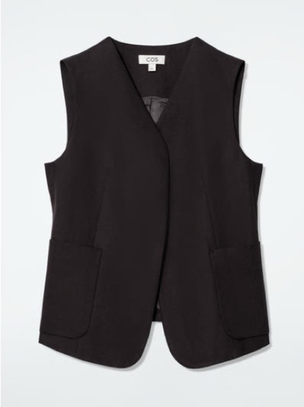 NWT COS Wrap Front Linen Blend Tailored Sleeveless Vest - Brown Sz 14